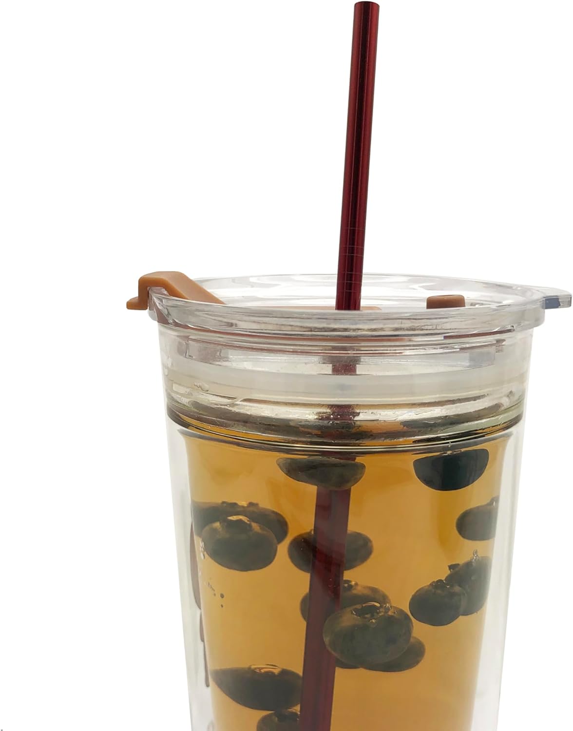 10 Pcs Stainless Steel Straws, Reusable Drinking Straws, 5 Straight + 5 Bent Metal Straws Set With 2 Pcs Cleaning Brushes (Red, 8.5 Inch)