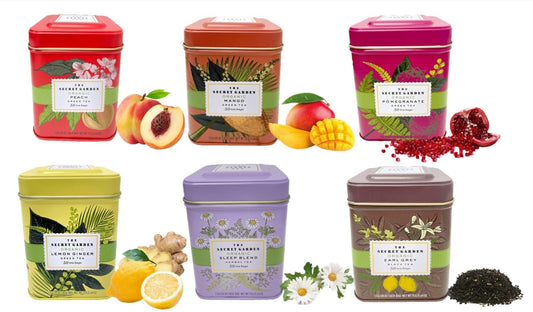 Premium USDA Organic Ceylon Tea Sampler Set - 6 Flavors, 50 Bags Per Tin (300 Total) Variety Pack Non-GMO, Herbal, Fruity, Green & Black, Caffeinated & Decaffeinated