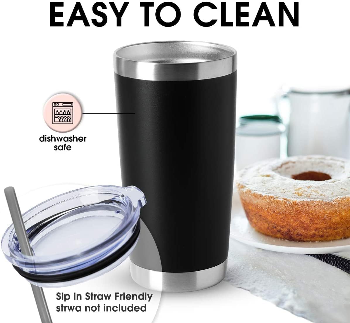 HASLE OUTFITTERS 20oz Tumblers Stainless Steel Mugs with Lid Double Wall Vacuum Insulated Coffee Cups for Cold & Hot Drinks (20oz-Mix, 12 Pack)