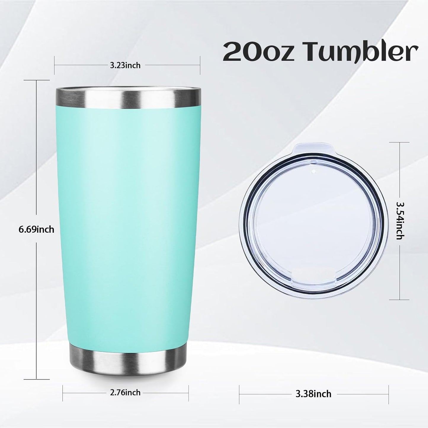 StarSpeed 20oz Tumbler Bulk with Lid, Stainless Steel Insulated Tumblers Double Wall Vacuum Insulated Travel Mug, Powder Coated Coffee Cups for Hot and Cold Drinks(Light Green,8)