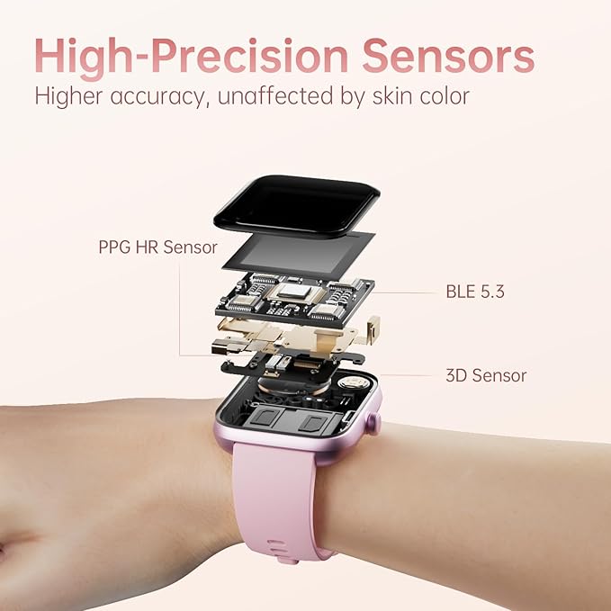 Smart Watch Large Display, Compatible with Android 6.0+/ iOS 9.0+, Smart Watches for Women with Clear Bluetooth Calls, Health/Sleep/Fitness Tracker Watch, Waterproof Smart Watches for Men (Pink)