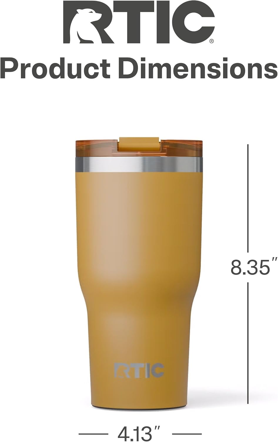 RTIC 30oz Essential Tumbler with Lid, Insulated, Stainless Steel, Metal, Double Wall Vacuum-Insulation, Ceramic Lined, Travel Cup for Iced Coffee, Tea, Hot and Cold Drink, Harvest