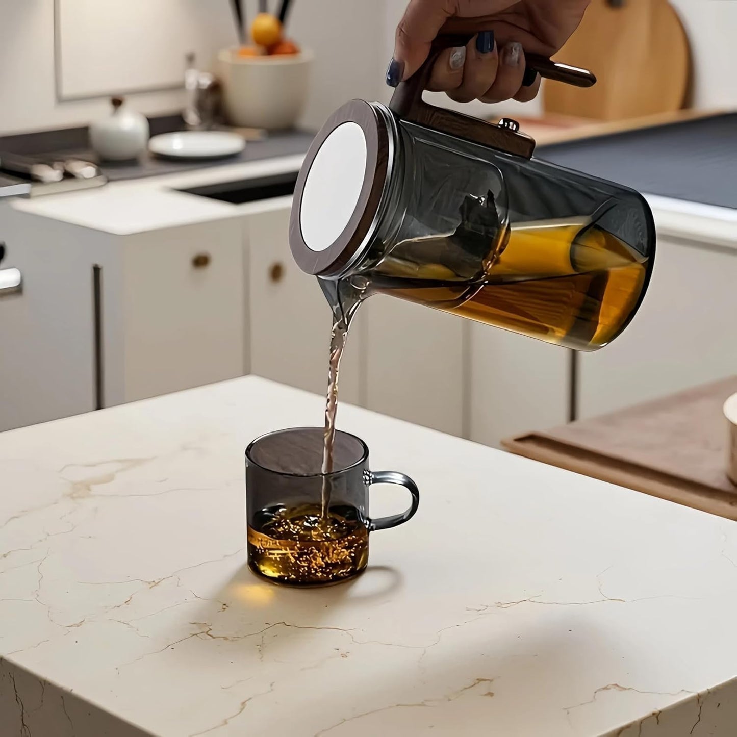 Enchanti Tea Pot, Creative Witchcraft Magic Glass Teapot, Detachable Loose Tea Glass Tea Infuser, Ideal for Tea Steeper-20oz (approx. 600 ml)(Gray)