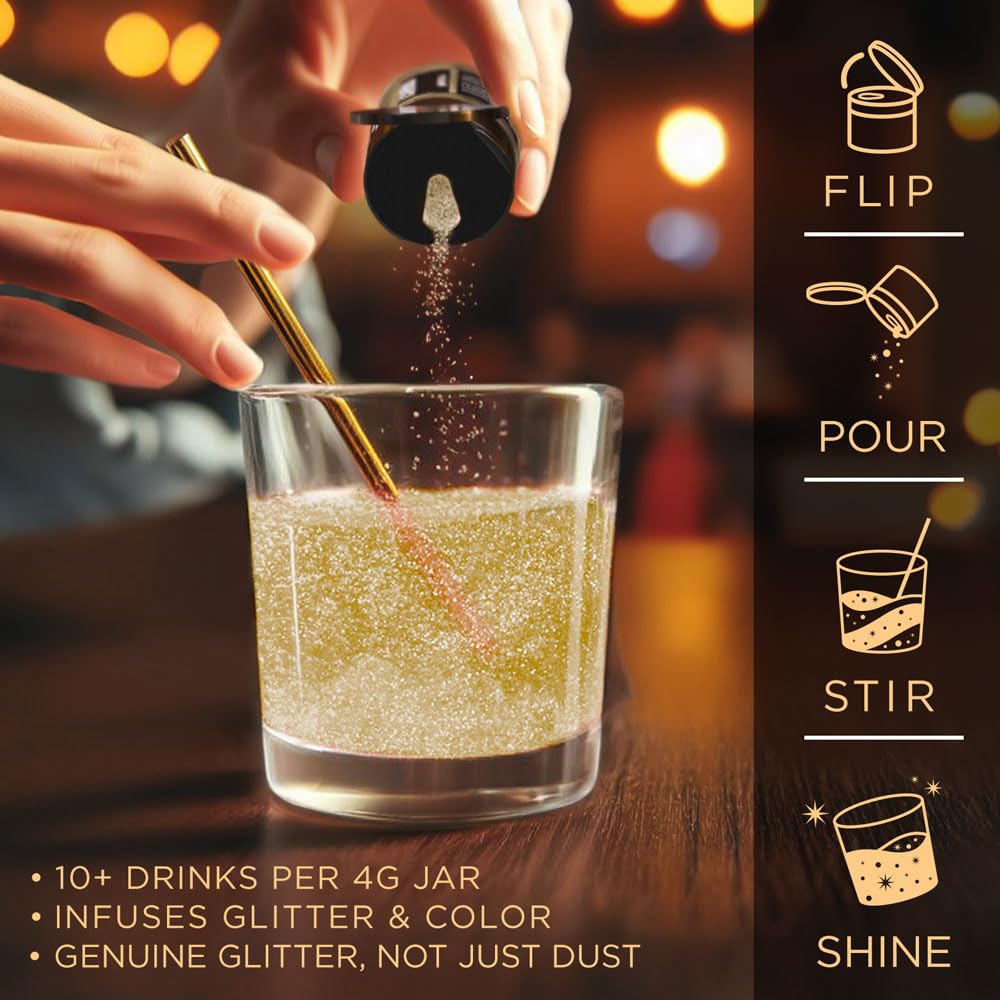 Brew Glitter - Gold (25g 1x Pump) | 100% Edible Glitter For Drinks, Cocktails, Beer & Beverages