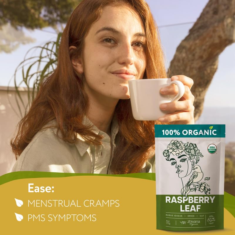 Organic Red Raspberry Leaf Tea – Wild Raspberry Tea for for Pregnancy, Healthy Cycle, Menstrual Cramps – 6oz