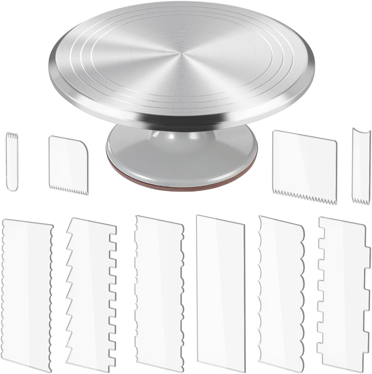 Revolving 12 Inch Round Aluminum Cake Decorating Stand - Turntable, Rotating for Pastries & Decorations