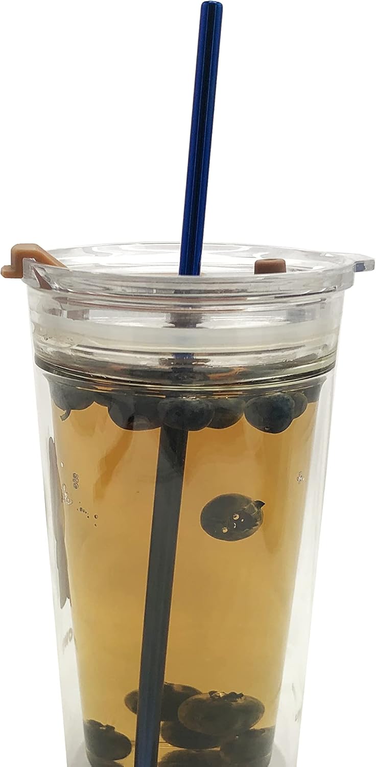 10 Pcs Stainless Steel Straws, Reusable Drinking Straws, Straight Metal Straw Sets with 2 Pcs Cleaning Brushes (10.5 Inch, Blue)