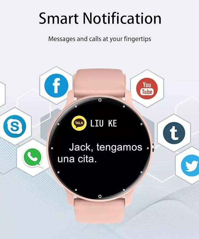 Smart Watch Men Bluetooth Call Fitness Tracker 1.32" HD Full Touch Screen Smartwatch IP67 Waterproof Stainless Steel Sport Watch for Android iOS (D-Rosa)
