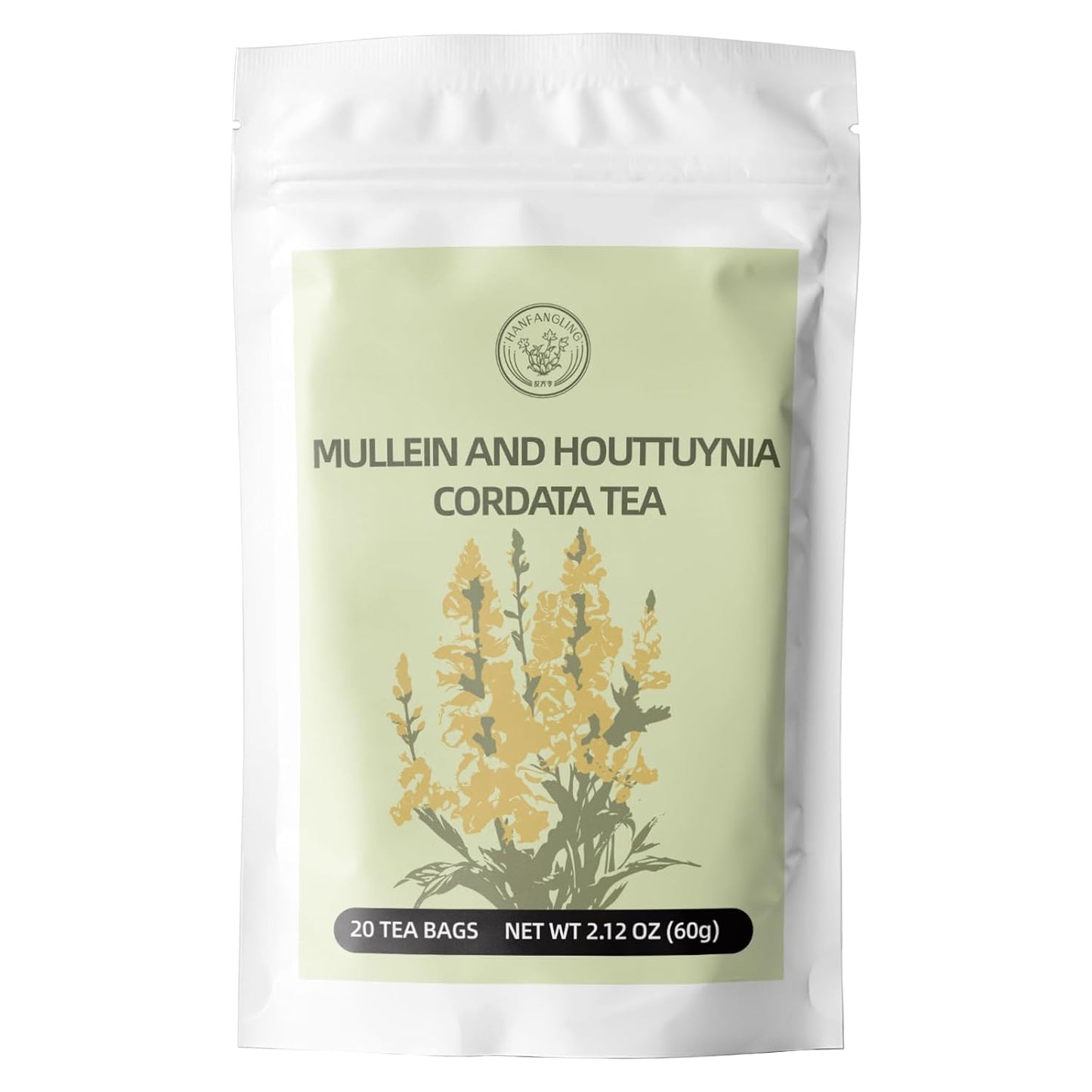 Mullein and Houttuynia Cordata Herbal Tea -Lung Clean,Detox & Respiratory Support,Moisturizing and Nourishing Lung, Natural Herb,20 Tea Bags 60g(2.12oz)