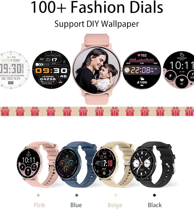 Smart Watch Men Bluetooth Call Fitness Tracker 1.32" HD Full Touch Screen Smartwatch IP67 Waterproof Stainless Steel Sport Watch for Android iOS (D-Rosa)
