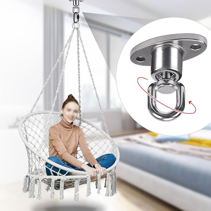 SELEWARE Silent Ball Bearing Swing Hangers, Heavy Duty 360° Rotate Swing Swivel Hook for Wooden Playground Yoga Hammock Chair Rope Punching Bag Porch Tire Web Swing Sets, 1200 Capacity, 2 Pack