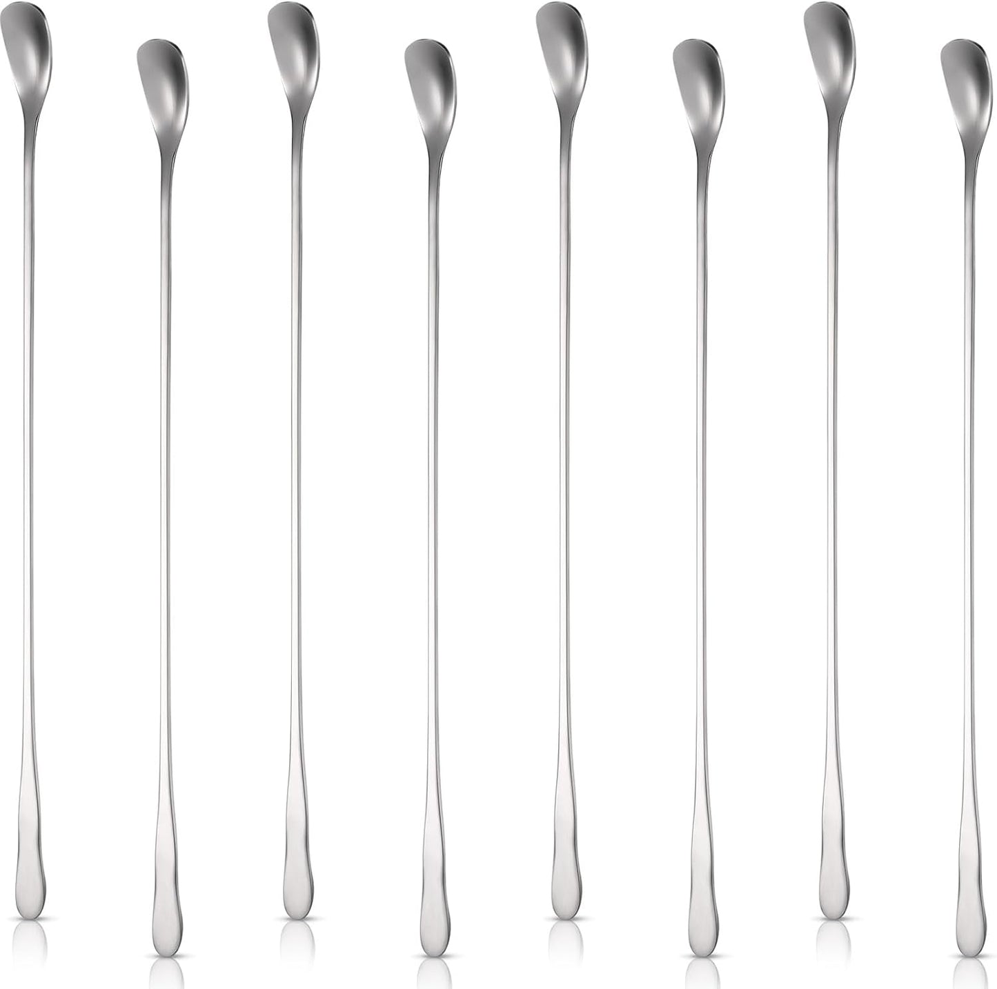 Patelai 8 Pieces Stainless Steel Coffee Stirring Spoons 12.4 Inch Reusable Coffee Stirrers Long Handle Bar Cocktail Salt Spoons Tiny Swizzle Sticks for Bar Cocktails