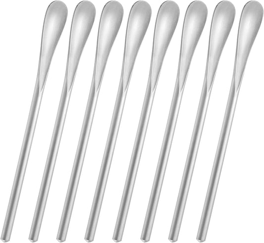 8-Pack 5.0" / 12.8cm Stainless Steel Stirring & Mixing Spoon – Reusable Bar Tool for Coffee, Tea, Iced Drinks & Cocktails