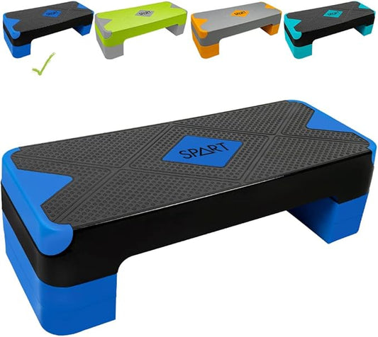 SPART Adjustable Workout Aerobic Stepper 4 Risers, 3 Levels 4" - 6" - 8", 26.77" 26.77" Trainer