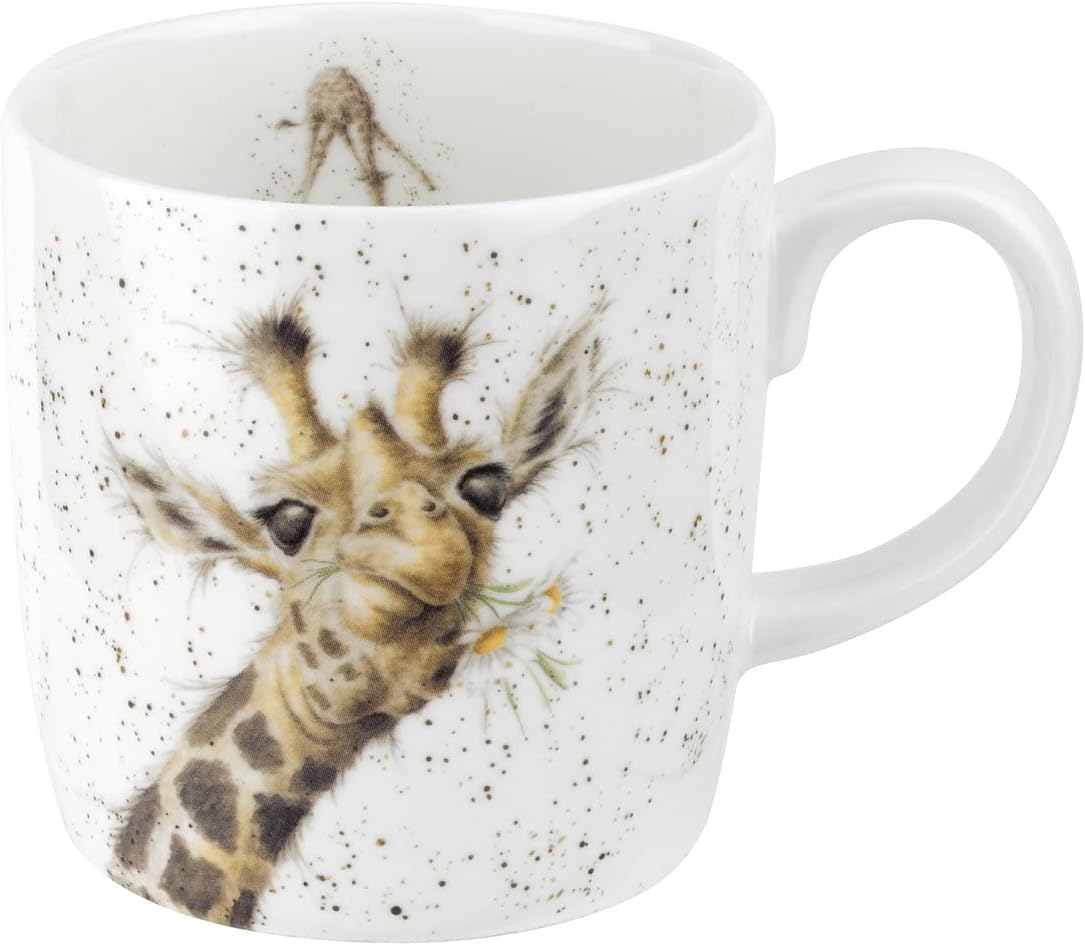 Royal Worcester Wrendale Designs 14 oz Mug, Lofty with Giraffe Illustration - Floral Animal Mug for Cottagecore Kitchens - Microwave, Dishwasher, Freezer Safe Fine Bone China Drinkware