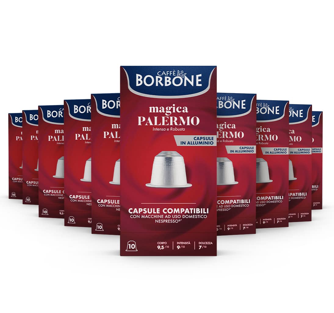 Caffe Borbone Aluminum Coffee Pods Compatible with Nespresso Original Machines, Magica Palermo, Medium Roast, Intense and Full-Bodied, Genuine Italian Coffee - NOT compatible with Vertuo - 100 Count