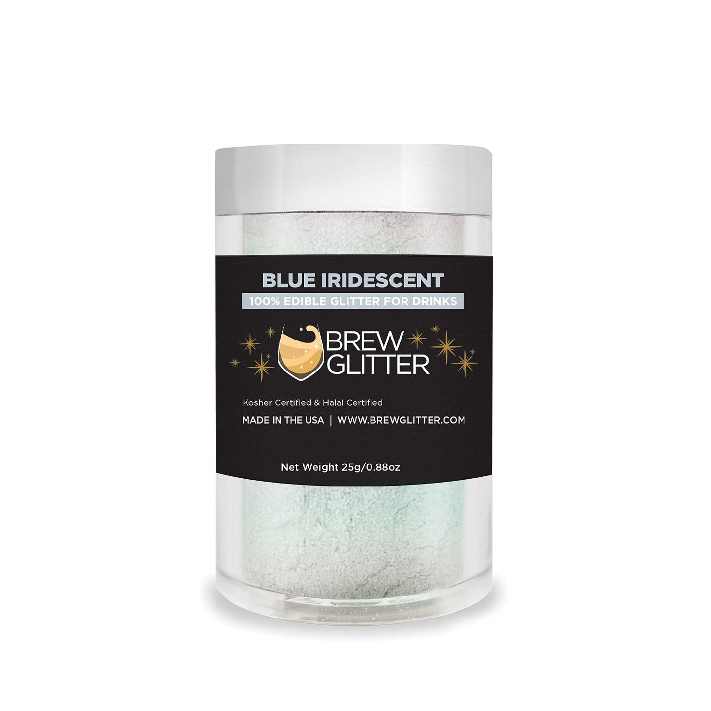 Blue Iridescent BREW GLITTER Edible Glitter For Drinks, Cocktails, Beer, Garnish Glitter & Beverages || 100% Edible & Food Grade | Vegan, Gluten, Nut Free (25g, Blue Iridescent)