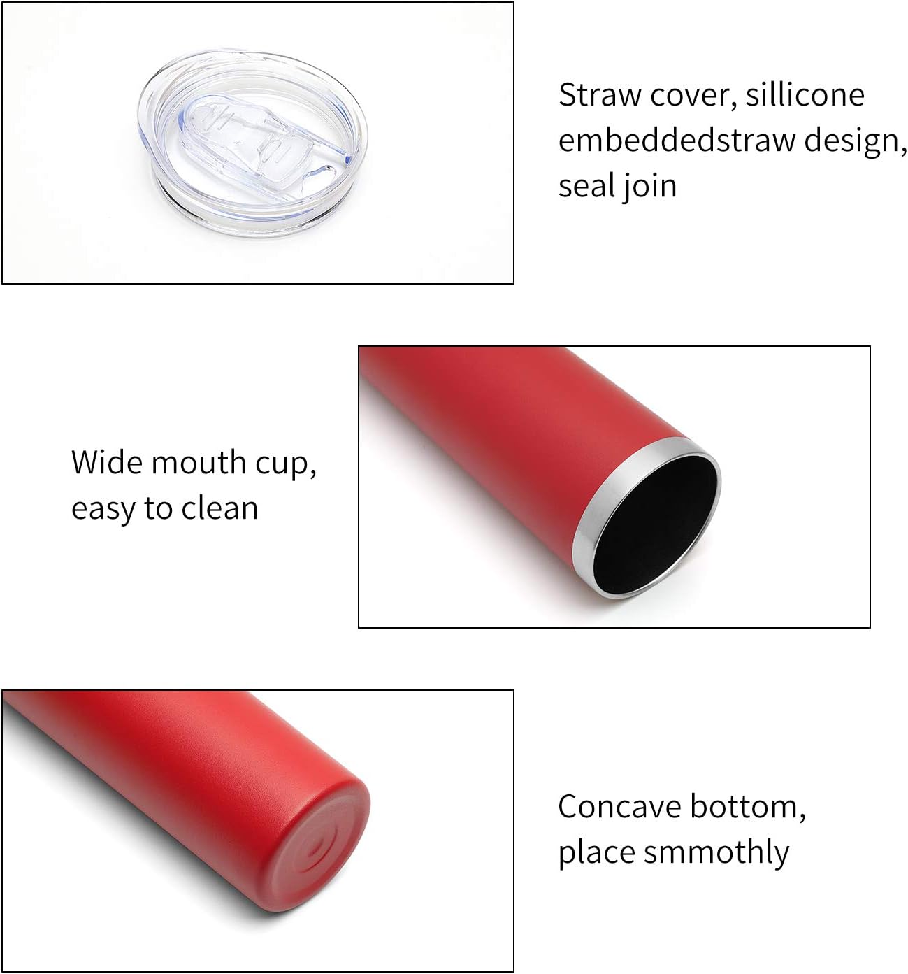 HASLE OUTFITTERS 20 oz Skinny Tumbler, Stainless Steel Insulated Slim Tumbler with Lid, Reusable Double Wall Travel Coffee Mug, Durable Powder Coated Travel Water Cup(Red, 1)