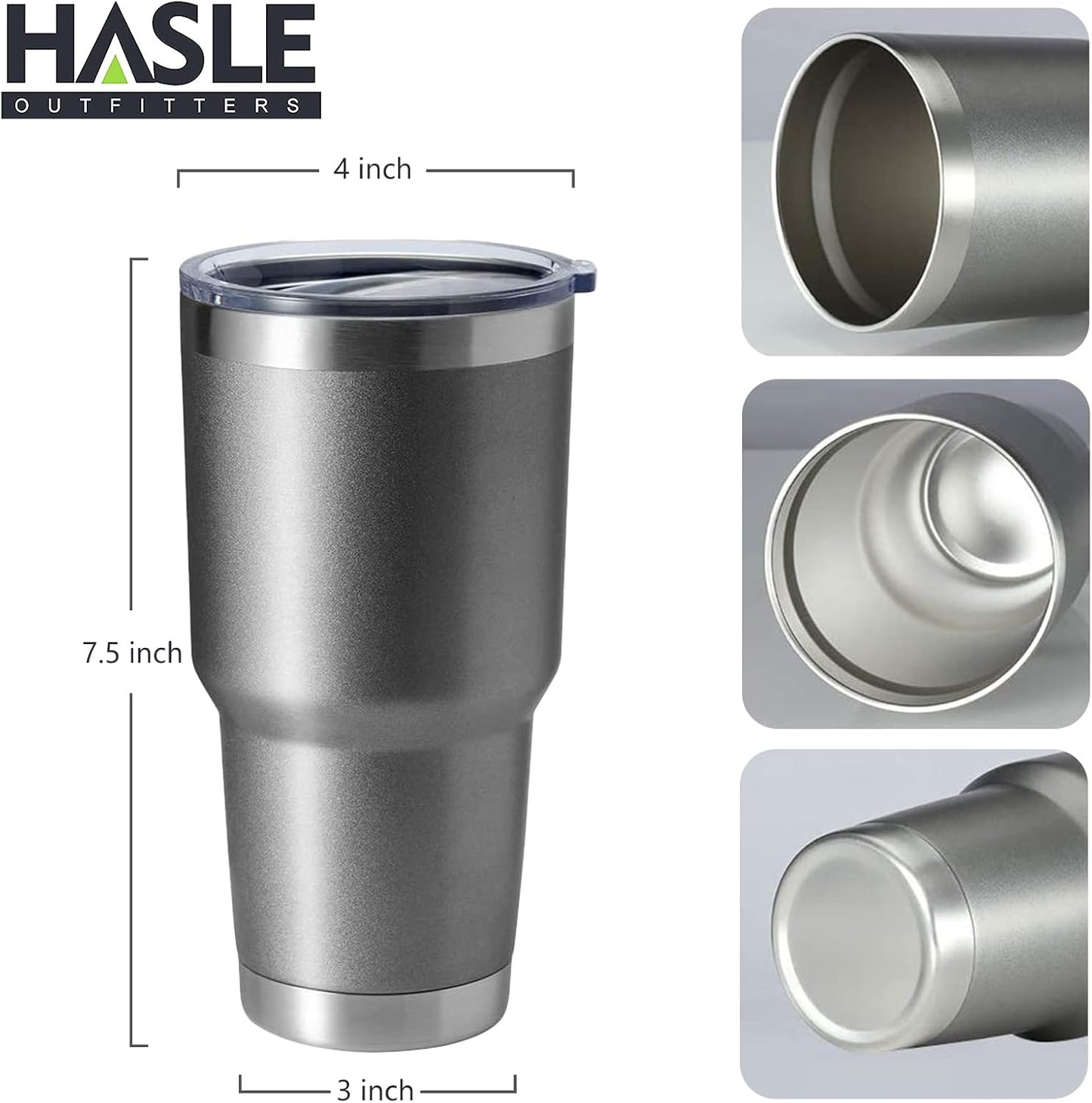 HASLE OUTFITTERS 30oz Stainless Steel Tumbler, Double Wall Vacuum Insulated Travel Mug Tumbler, Durable Insulated Coffee Mug, Gift Box Set (Grey, 8)