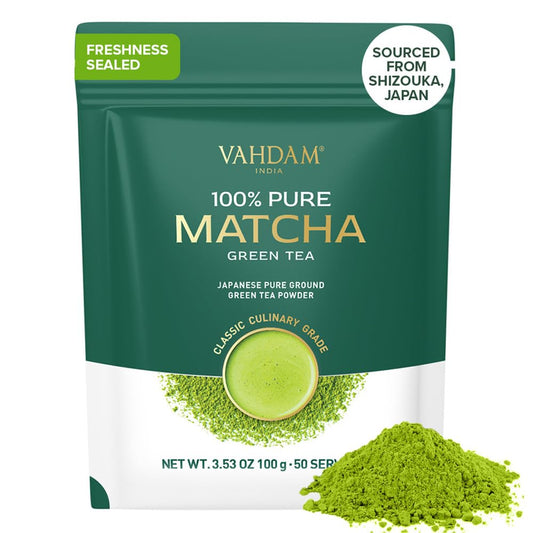 VAHDAM, Japanese Matcha Tea Powder (50 Cups,3.53oz) Sourced from Japan | Authentic Japanese Matcha Green Tea Powder | Classic Culinary Matcha From Japan