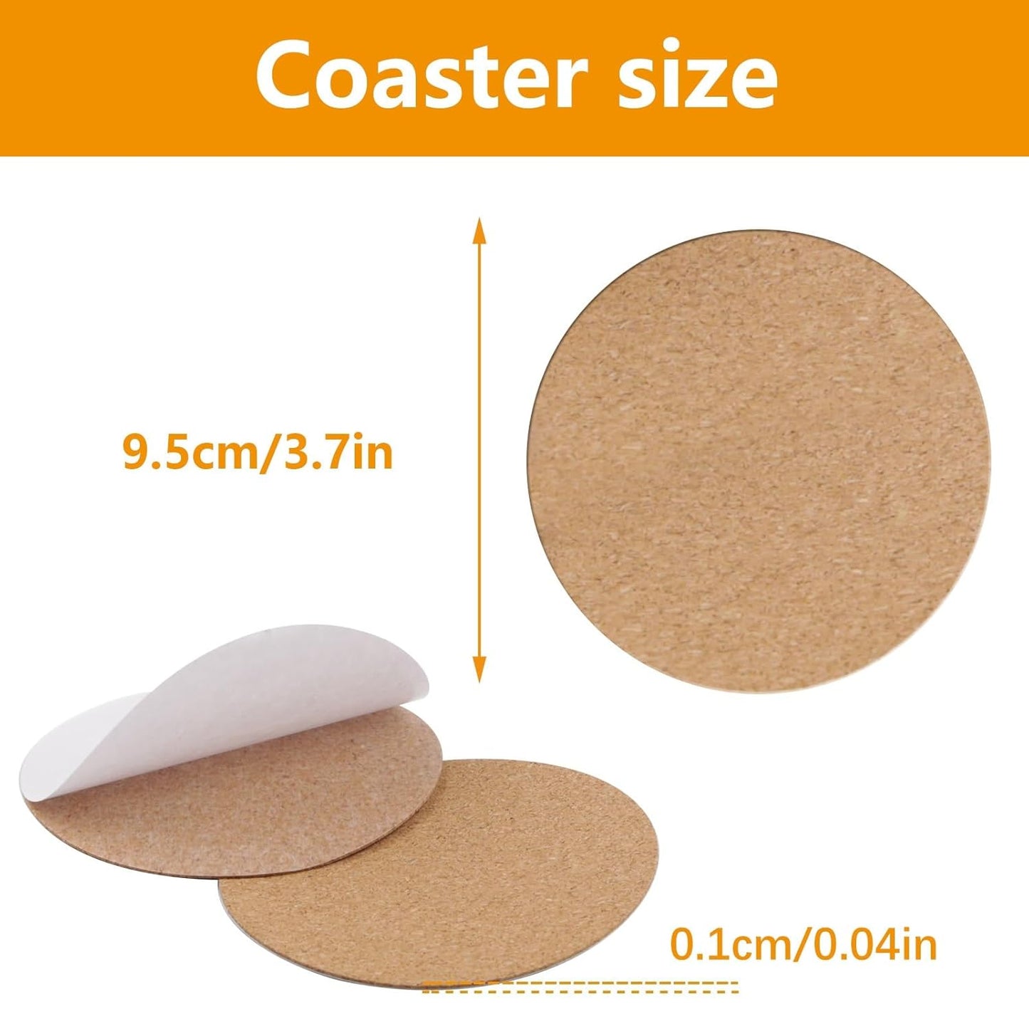 100 PCS self Adhesive Cork for Coasters Bulk,4 inches Coaster Bottoms self Adhesive,Round Coaster Backing with self Adhesive,DIY Crafts Drinks Cork Coasters