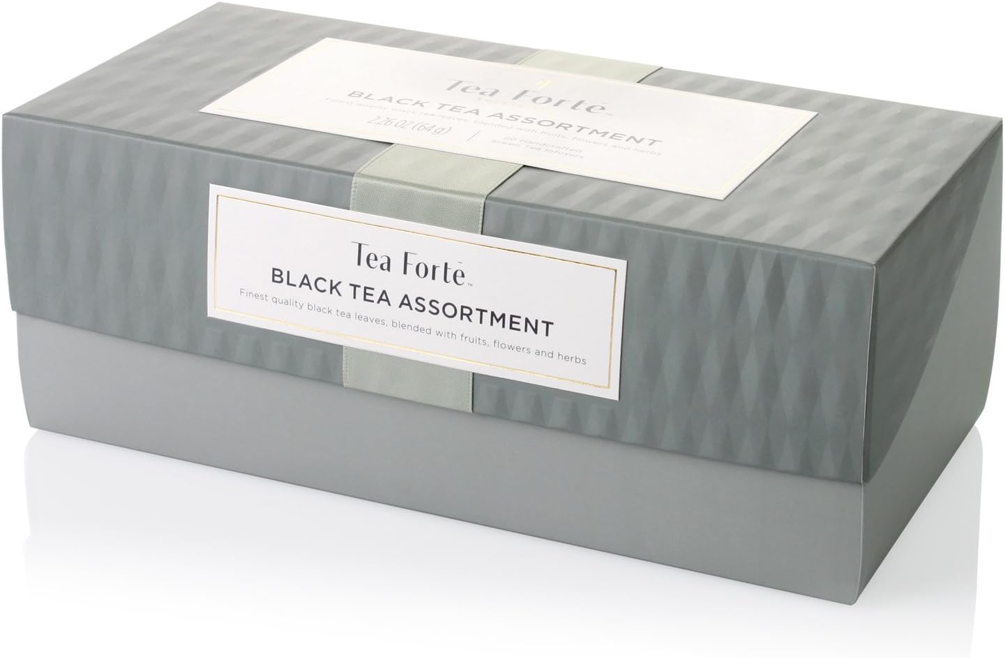Tea Forte Assorted Black Tea Presentation Box Tea Gift Set Sampler, 20 Count, 2 of Each Variety Individually Wrapped Handcrafted Pyramid Infuser Bags