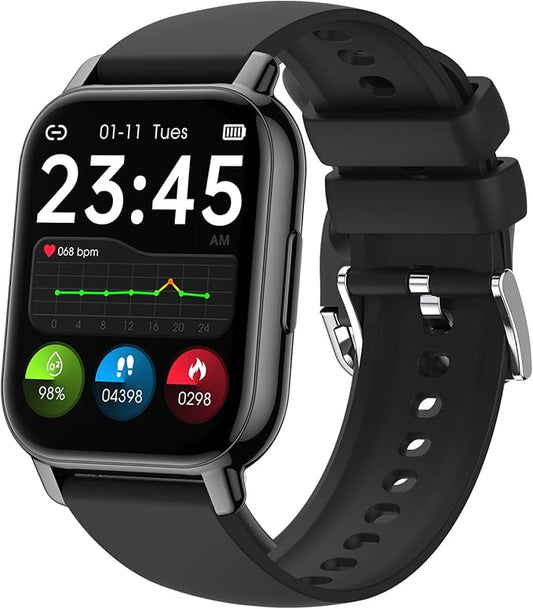 Smart Watch,1.85''HD Fitness Tracker Sport Smart Watches for Women Men with Call Heart Rate Blood Oxygen Sleep Track Step Counter 24 Sport Modes Smartwatch Waterproof Fitness Watch Android iOS