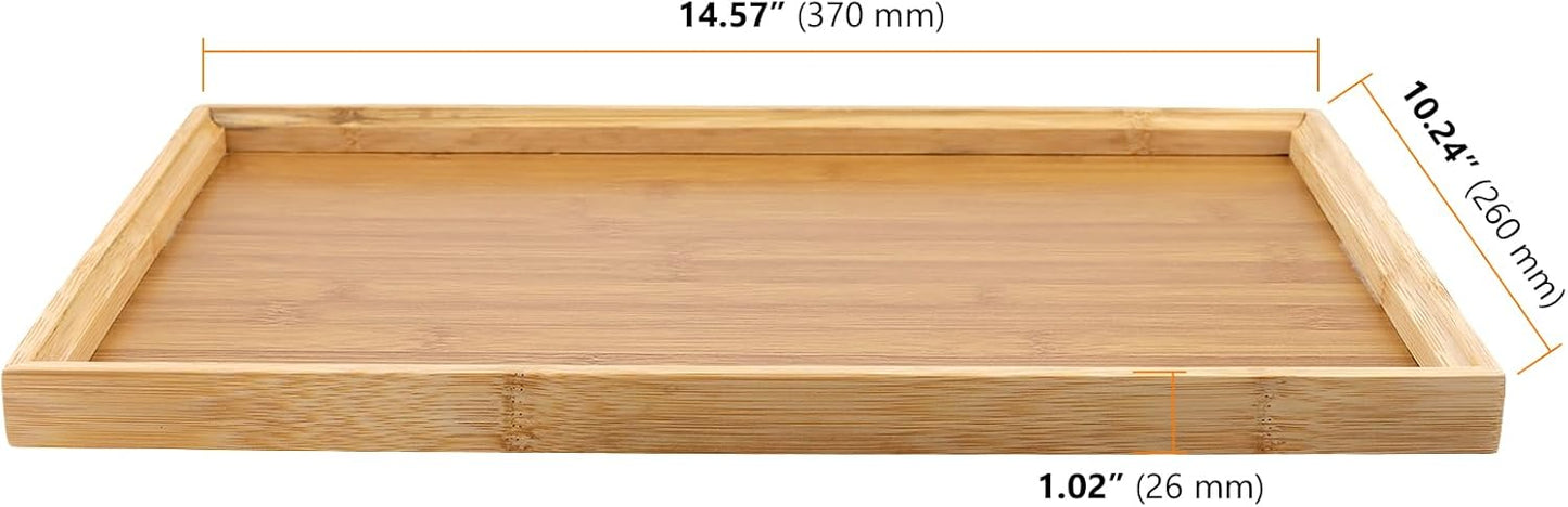 SEUNMUK 3 Pack Rectangular Bamboo Serving Tray, Natural Bamboo Tray for Serving Food, Snack, 14.6 x 10 x 1 Inch