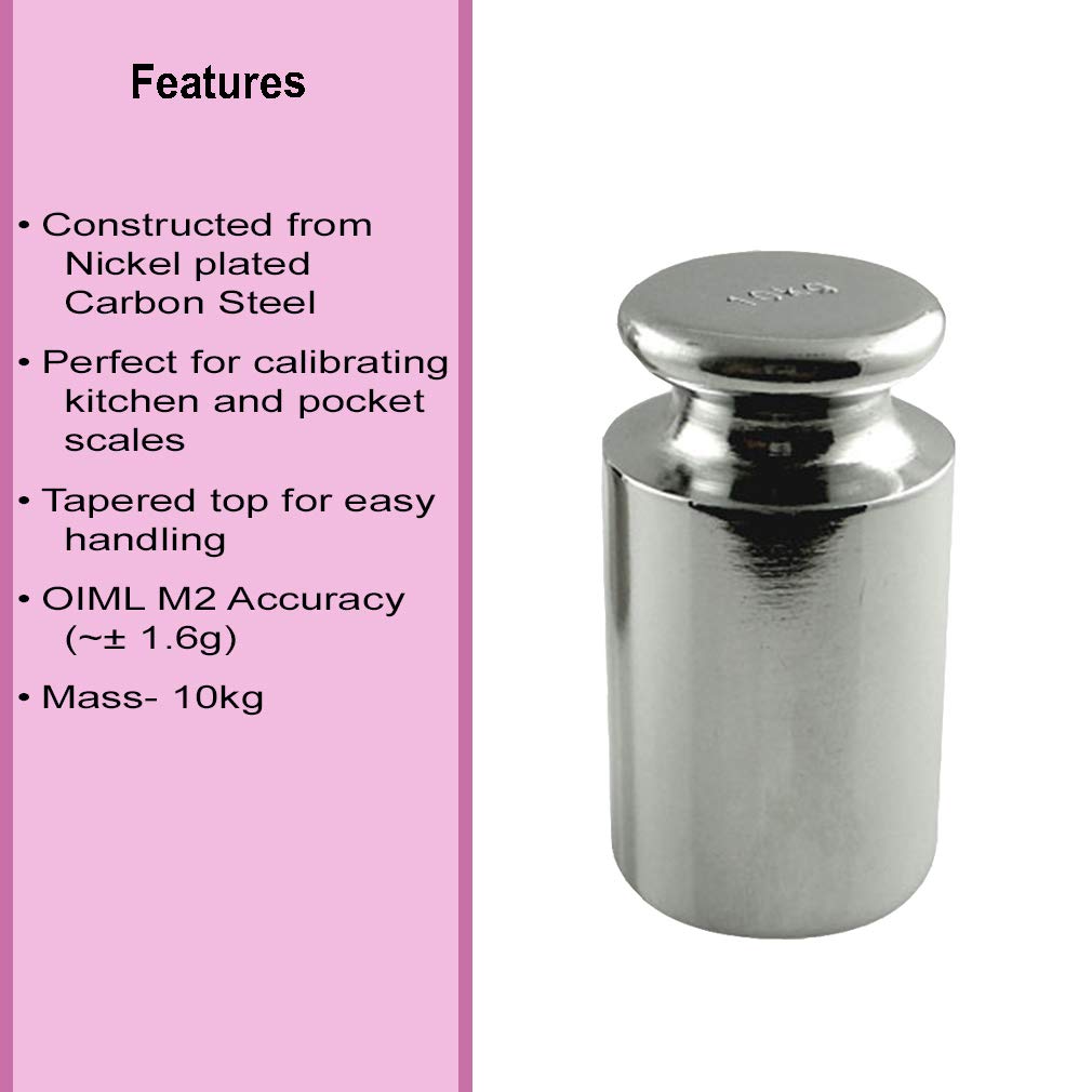 American Weigh Scales Calibration Weight for AWS Digital Scale, Carbon Steel, Chrome Plated, Chrome Finish, 10KG (10KGWGT)