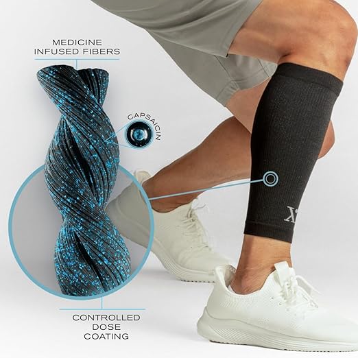 Shin and Calf Compression Sleeve for Pain Relief, Medicine-Infused Shin and Calf Sleeve, Compression Sleeves for Women and Men with Shin Splints, Tendonitis and Calf Cramps