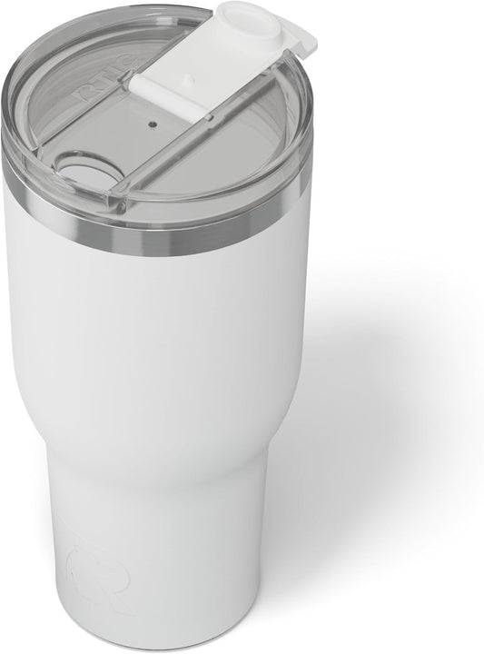 RTIC 40oz Essential Tumbler with Lid, Insulated, Stainless Steel, Metal, Double Wall Vacuum-Insulation, Ceramic Lined, Travel Cup for Iced Coffee, Tea, Hot and Cold Drink, White