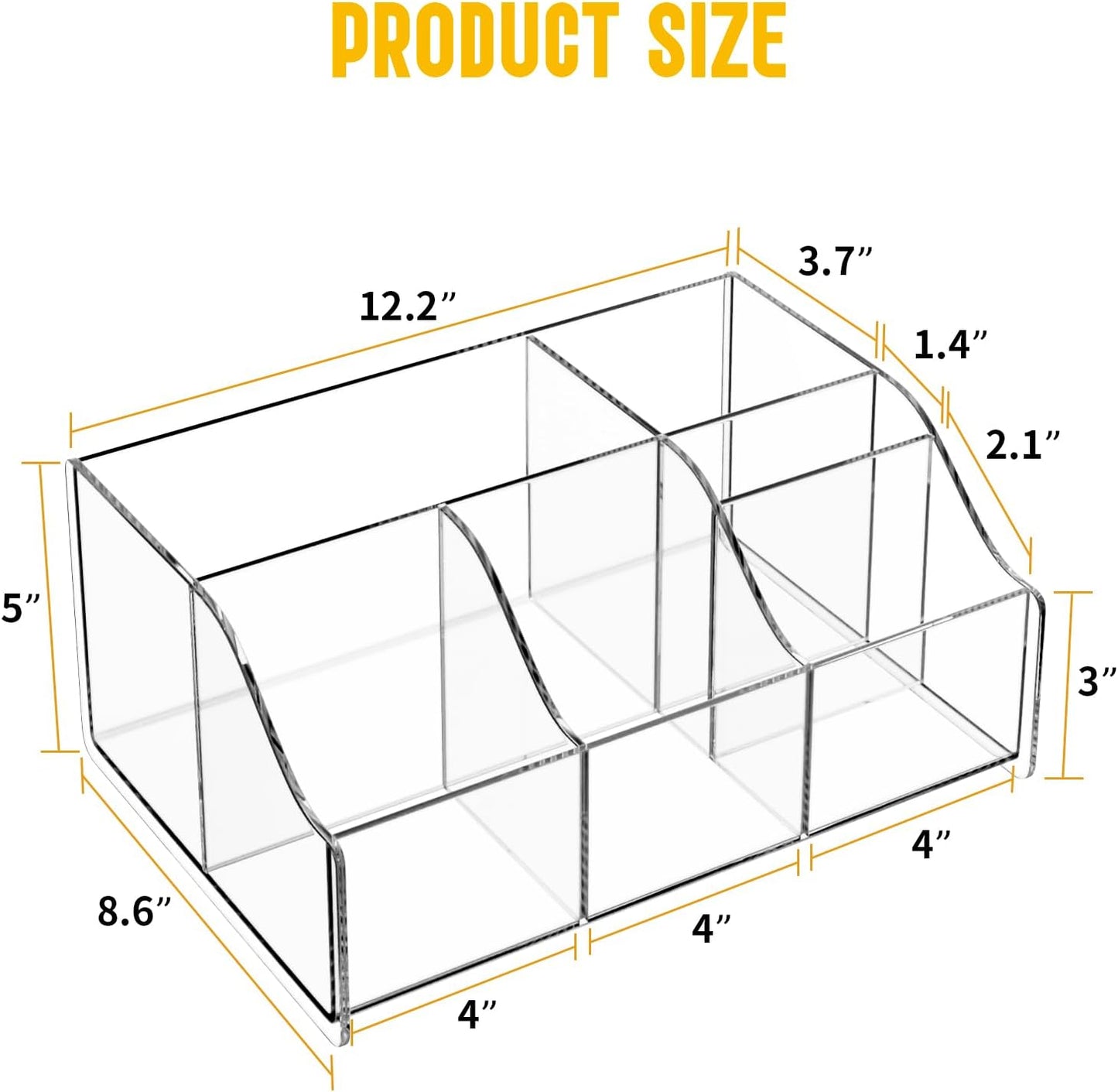 Acrylic Coffee Bar Organizer Station - Multiple Compartments - Kitchen Bar Tools Storage Rack - Beverage Station Organizer for Coffee Creamer Syrup