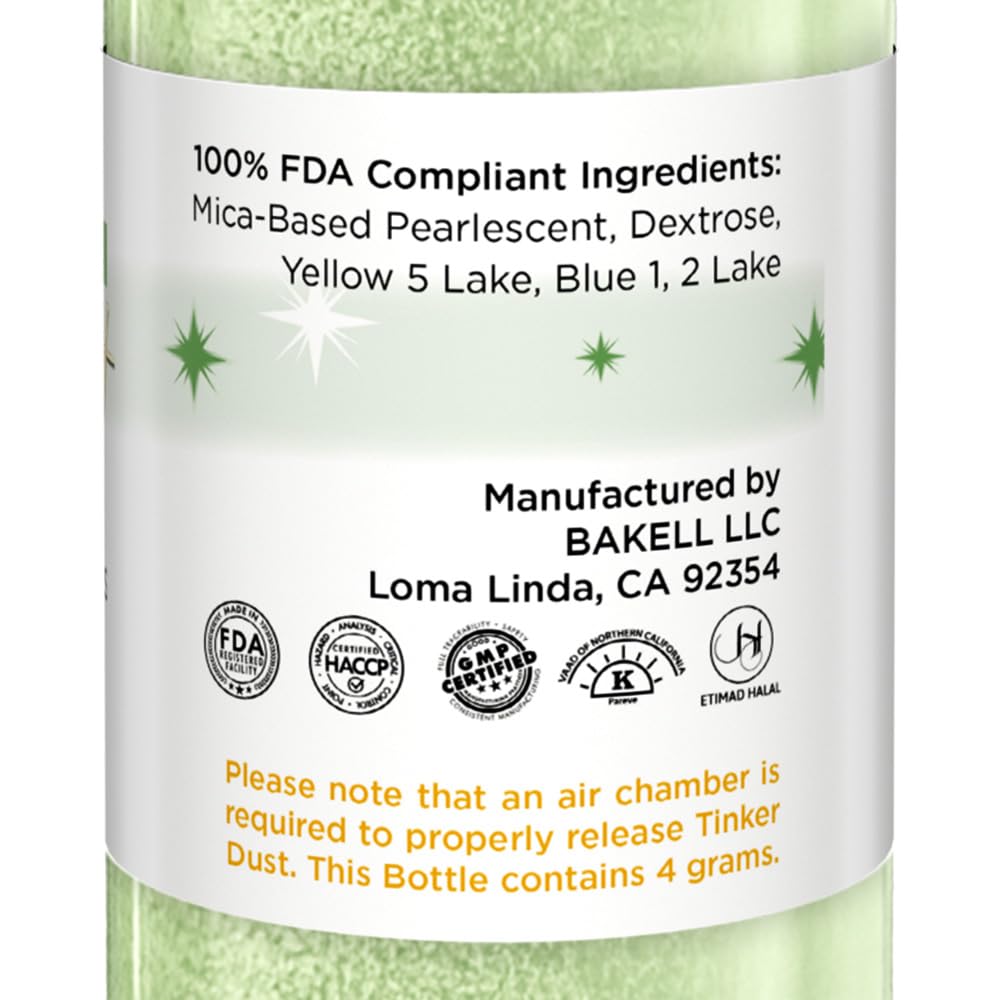 Bakell - Leaf Green Tinker Dust (4g, 1x Mini Spray Pump) Edible Glitter for Food, Desserts, and Beverages!