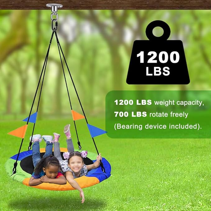 SELEWARE Silent Ball Bearing Swing Hangers, Heavy Duty 360° Rotate Swing Swivel Hook for Wooden Playground Yoga Hammock Chair Rope Punching Bag Porch Tire Web Swing Sets, 1200 Capacity, 2 Pack