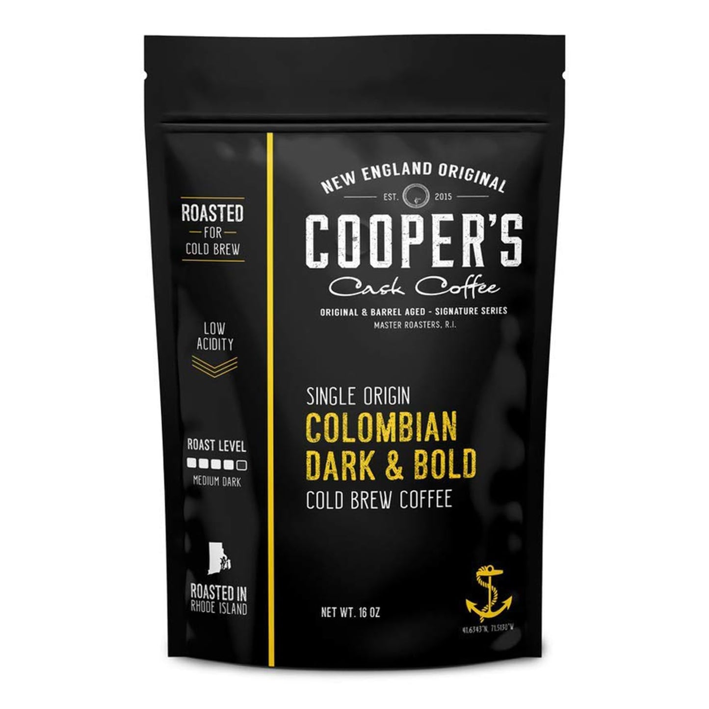 Colombian Dark Roast, Single Origin, Gourmet Organic Cold Brew Coffee Beans, Smooth Taste of Cocoa with Light Fruited Flavors, Cold Brew Coffee Grounds, 1 lb Coffee Bag
