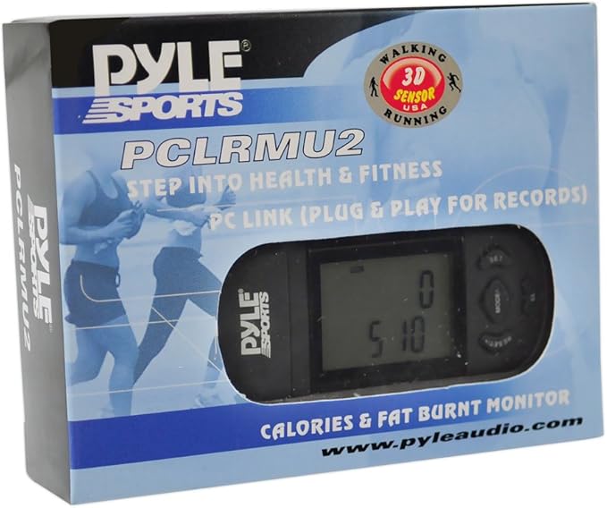 Smart Step Counter Digital Pedometer - Walking Running Sport Step Tracker w/ 3D Sensor, LCD Screen, USB, Lanyard Strap, Battery - Accurate Distance, Calorie Burned, Exercise Time - Pyle Sport PCLRMU2