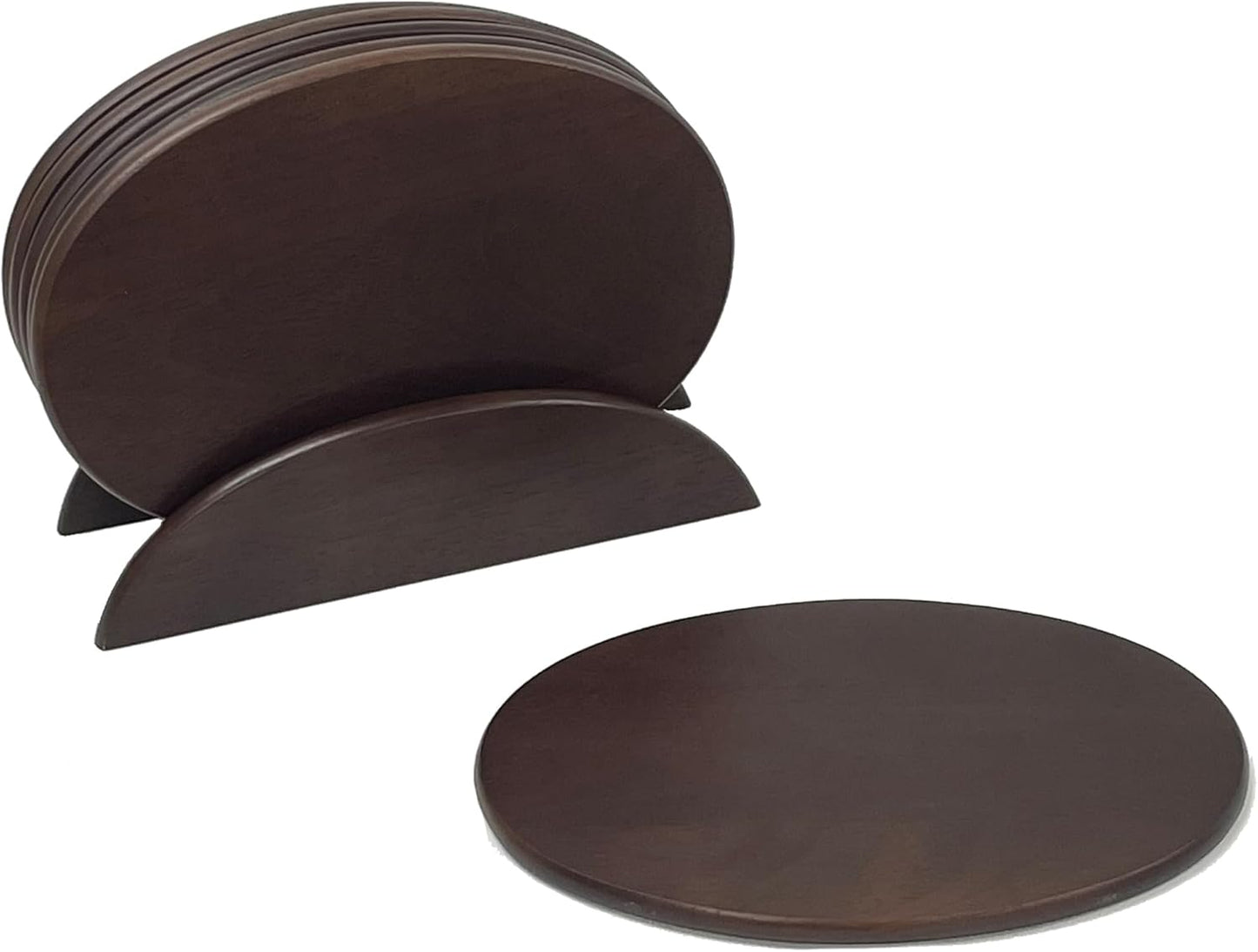 6 Walnut Stained Wood Boards with Stand, Perfect for Serving, Sushi, Cheese, Hors D'Oeuvre, Charcuterie, Sandwiches, 7 Piece Set, 9 1/2" x 6 1/2" ★★Pack of 10★★