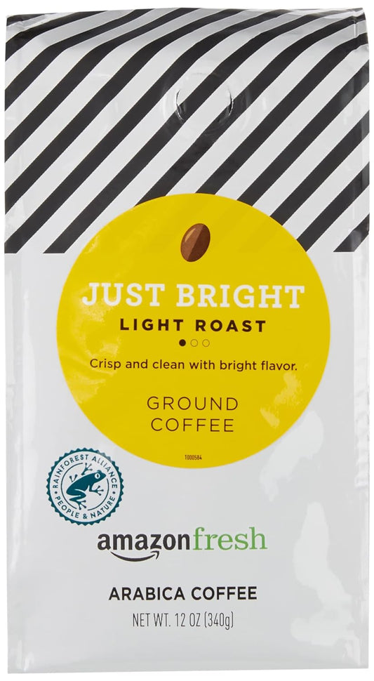 Amazon Fresh Just Bright Ground Coffee, Light Roast, 12 Ounce (Pack of 3)