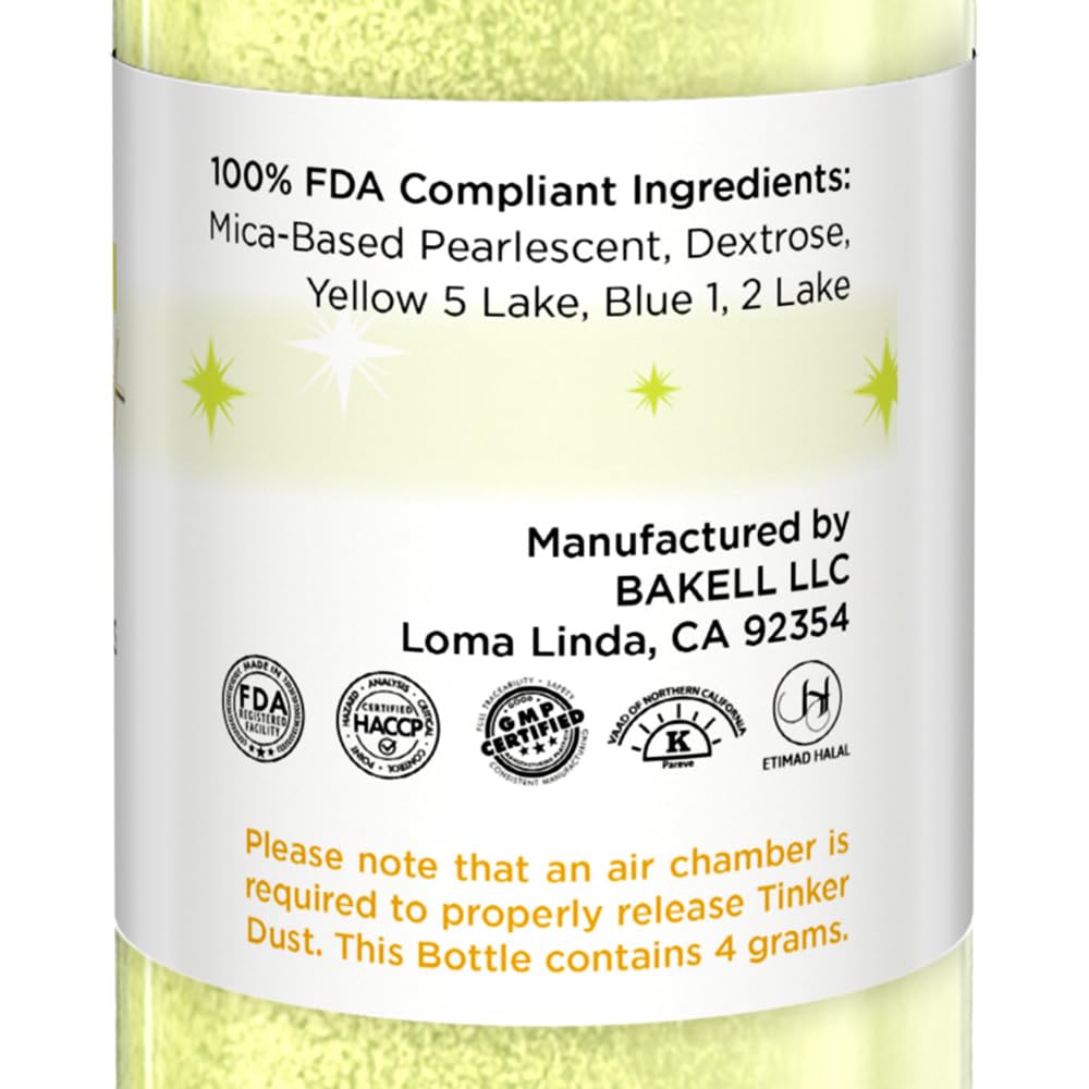 Bakell - Neon Green Tinker Dust (4g, 1x Mini Spray Pump) Edible Glitter for Food, Desserts, and Beverages!
