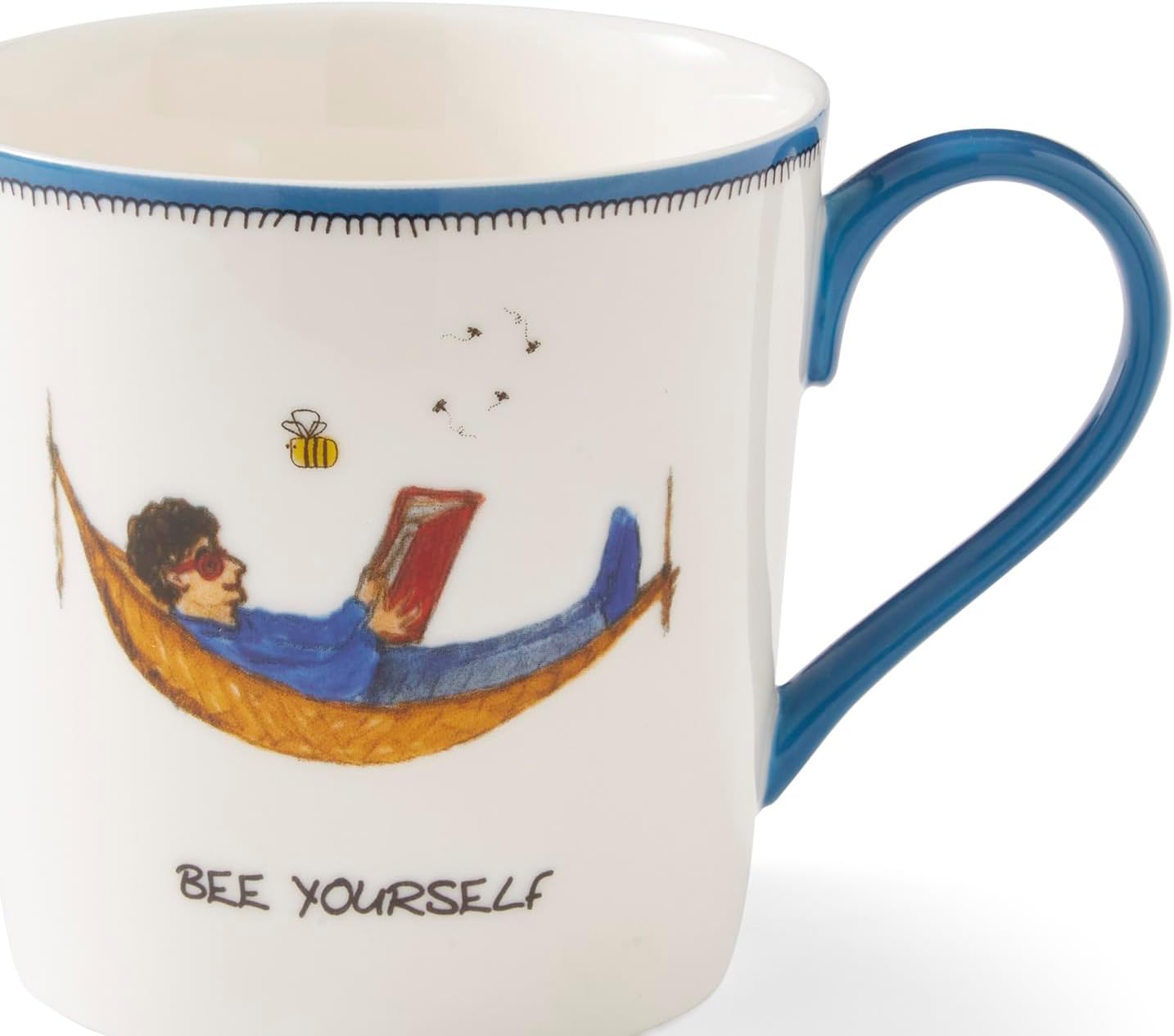 Spode Kit Kemp 12oz Doodle Mug | Bee Yourself- Unique Doodle Pattern | Fine China | Dishwasher Safe | For Coffee and Tea | Ideal Celebration Gift | Home or Office Use