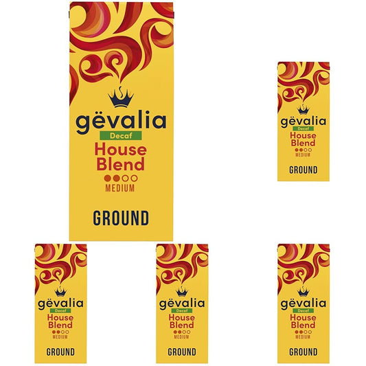 Gevalia Decaf House Blend Medium Roast Ground Coffee (12 oz Bag) (Pack of 5)