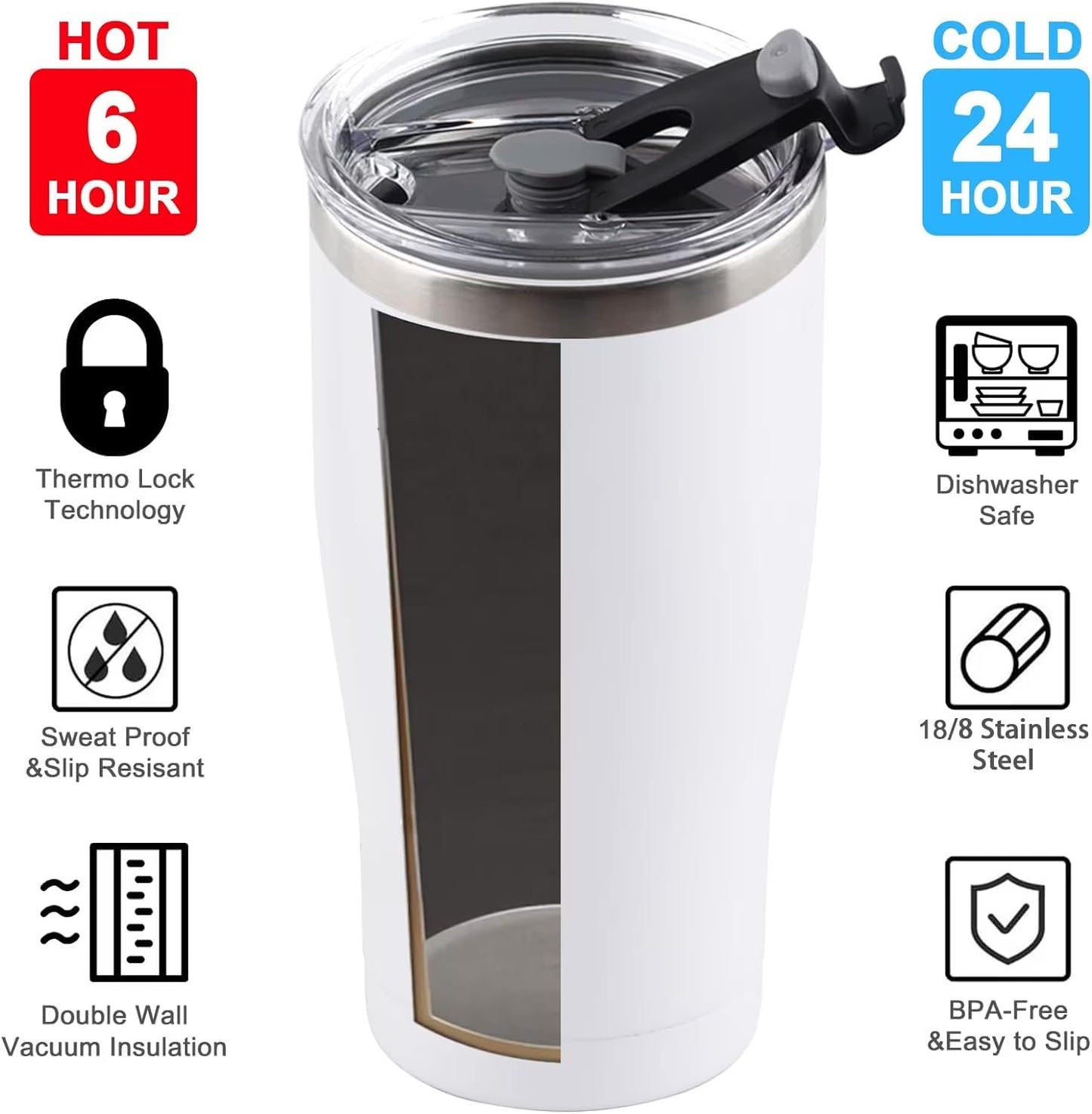 16 Pack 30oz Stainless Steel Tumblers Bulk Reusable Travel Mugs with Lid, Double Wall Powder Coated Coffe Cup for Home, Office, Outdoor Suitable for Vehicle Cup Holders