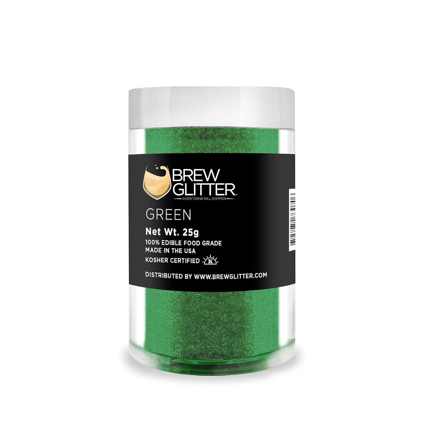 Green BREW GLITTER Edible Glitter For Drinks, Cocktails, Beer, Garnish Glitter & Beverages | KOSHER & HALAL Certified | 100% Edible & Food Grade | Vegan, Gluten, Nut Free (25g, Green)