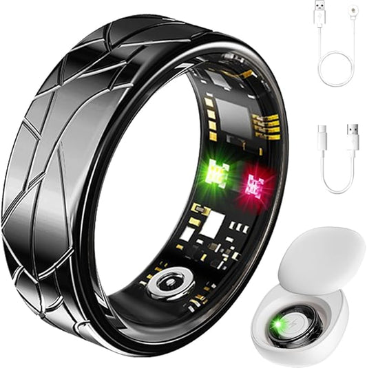 Smart Ring Fitness Tracker Sleep Tracking Heart Rate Monitor Pedometer, Waterproof Activity Tracker Fitness Ring Steps Counter, Gesture Controls for Short Video, 8 Days Battery Life, Black, #8