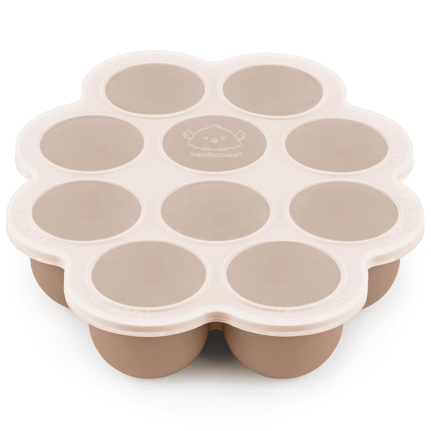 KeaBabies Silicone Food Freezer Trays with Lid, 2oz x 10 Pods Baby Food Storage Containers, Easy Puree Meal Prep, Breast Milk Silicone Freezer Molds, Dishwasher, Microwave Safe,BPA-Free(Chai Latte)