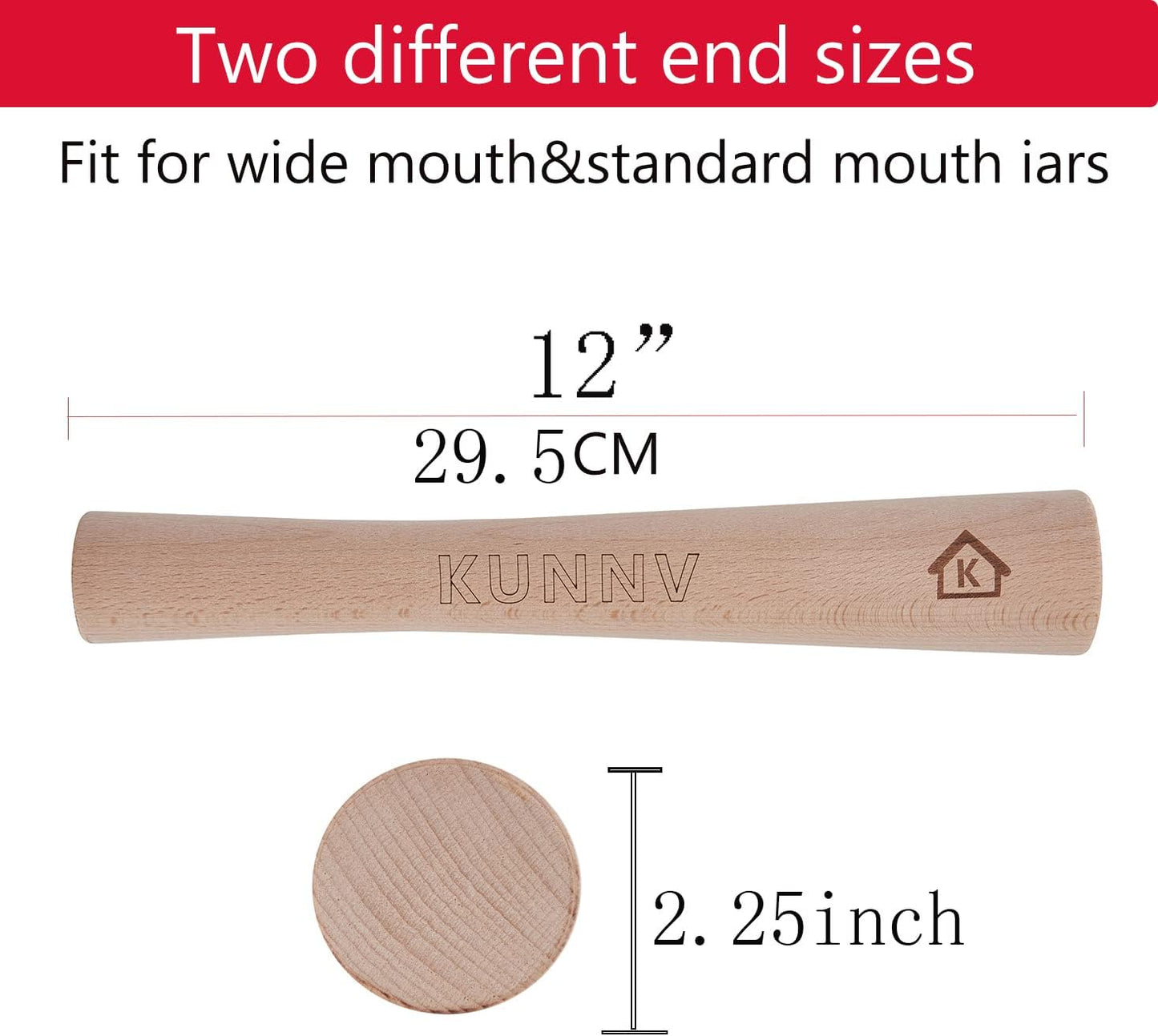 12 inch beech Wood Sauerkraut Pounder Wood Stomper Pusher