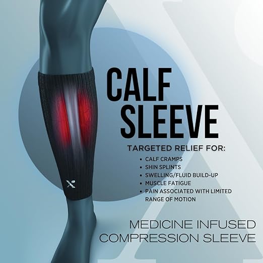 Shin and Calf Compression Sleeve for Pain Relief, Medicine-Infused Shin and Calf Sleeve, Compression Sleeves for Women and Men with Shin Splints, Tendonitis and Calf Cramps