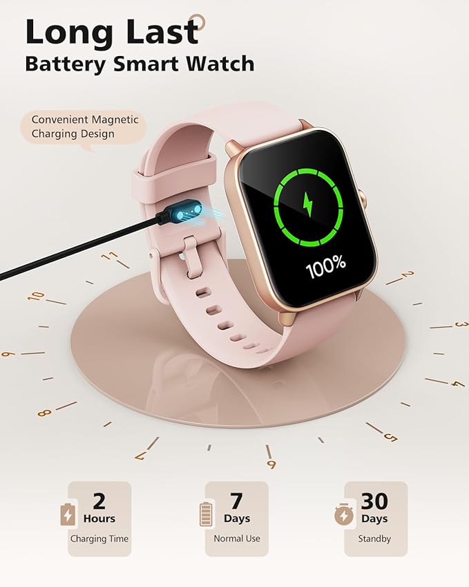 Smart Watch for Women, Android & iPhone Compatible, Fitness Watch Bluetooth Call & Receive Text, 1.8" Smartwatch with Alexa/Heart Rate/SpO2/Sleep Monitor/Calorie Step Tracker, Waterproof 7-Day Battery