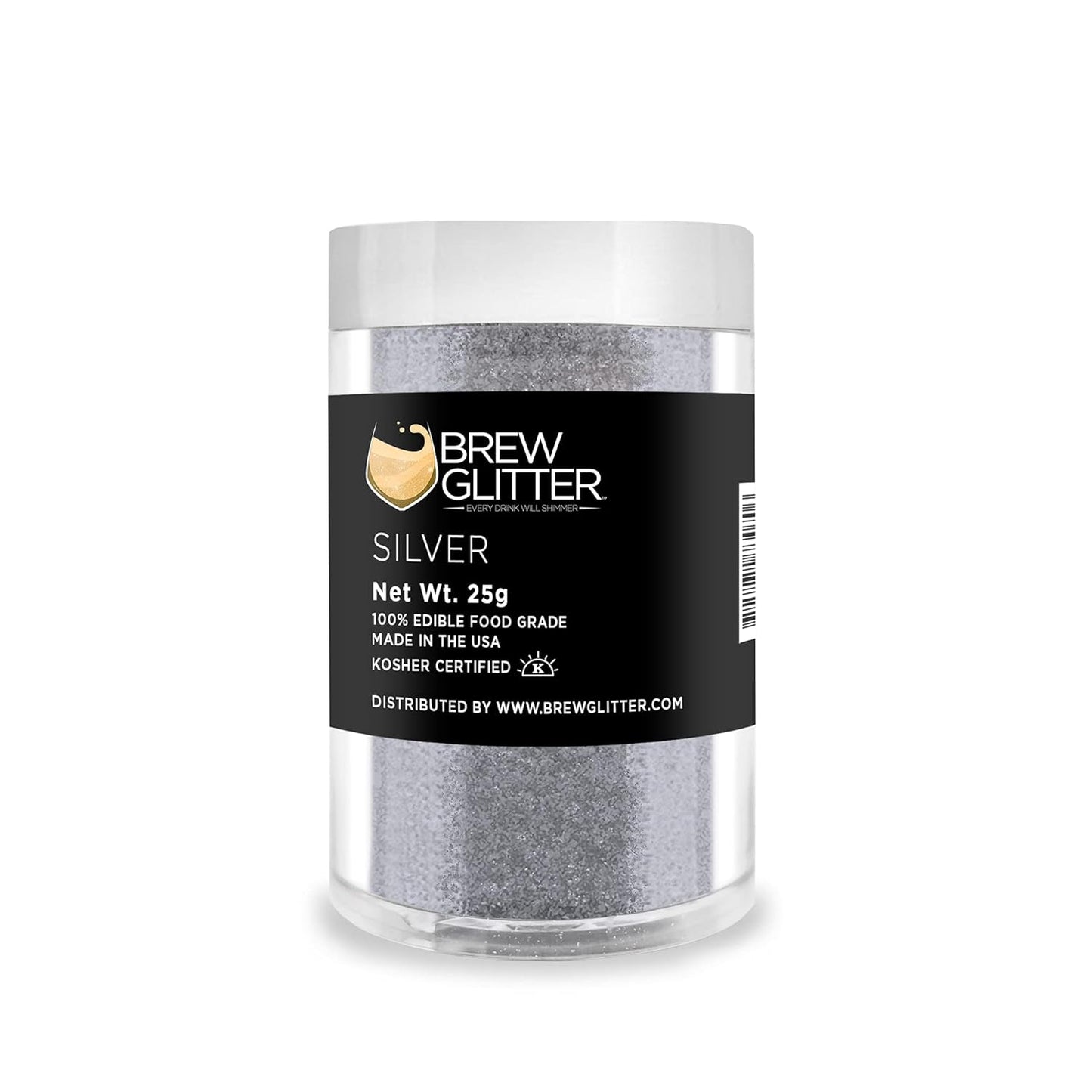 Brew Glitter - Silver (50g 1x Jar) | Edible Glitter For Drinks, Beer and Cocktail Beverages by Bakell