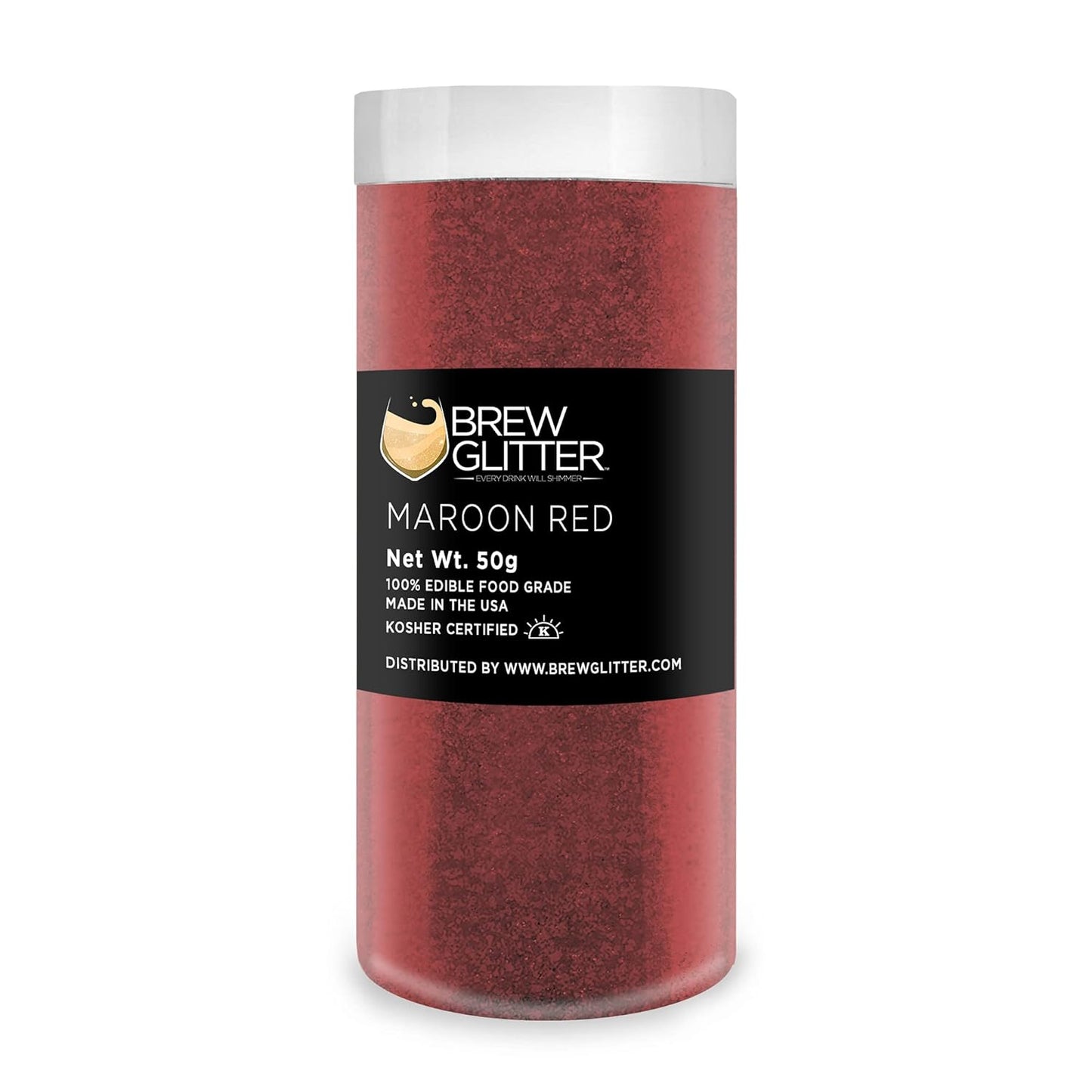 Maroon Red BREW GLITTER Edible Glitter For Drinks, Cocktails, Beer, Garnish Glitter & Beverages | KOSHER & HALAL Certified | 100% Edible & Food Grade | Vegan, Gluten, Nut Free (50g, Maroon Red)